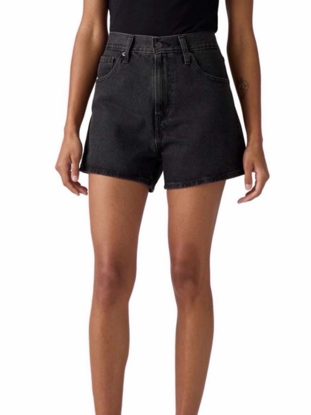 NEW •32 size 14 • Levi's High Waisted Mom Shorts black Jean shorts